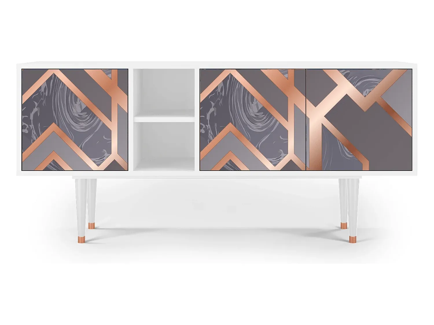 Móvel De Tv| Mueble de TV - 150х69х41 cm - T5 - Taupe Anatomy, Branco Bege