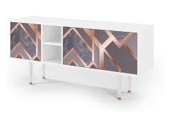 Móvel De Tv| Mueble de TV - 150х69х41 cm - T5 - Taupe Anatomy, Branco Bege