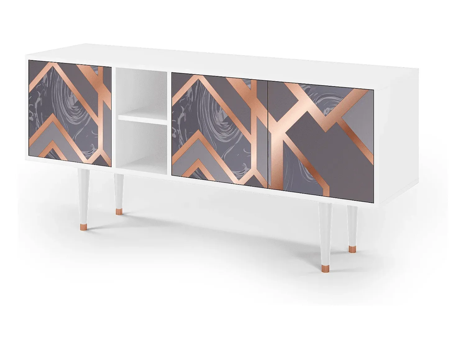 Móvel De Tv| Mueble de TV - 150х69х41 cm - T5 - Taupe Anatomy, Branco Bege