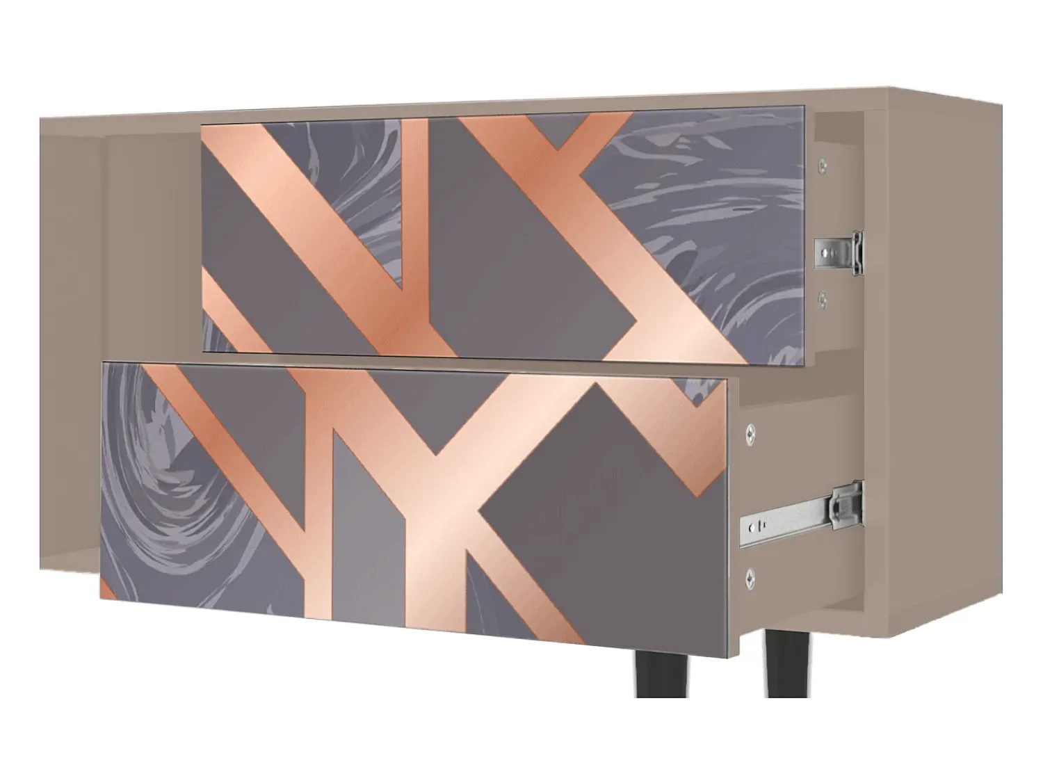 Hot Mueble de TV - 170х69х48 cm - T1 - Taupe Anatomy, Latte Bege