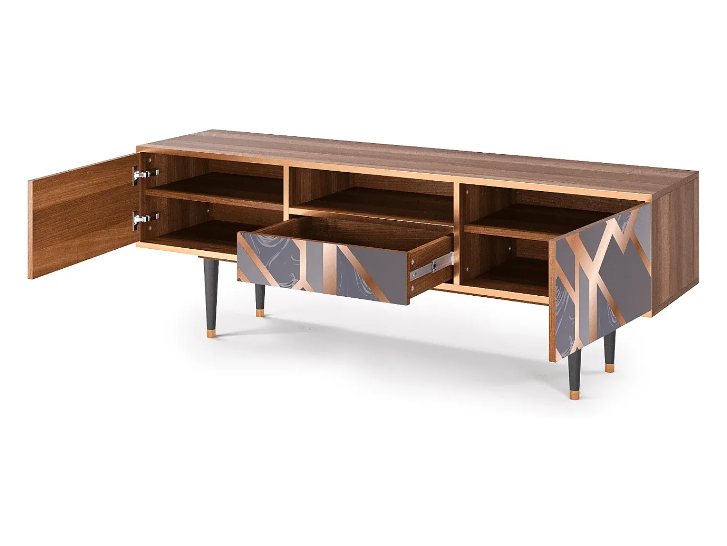 Móvel De Tv| Mueble de TV - 170х59х41 cm - T6 - Taupe Anatomy, Nogueira Castanho