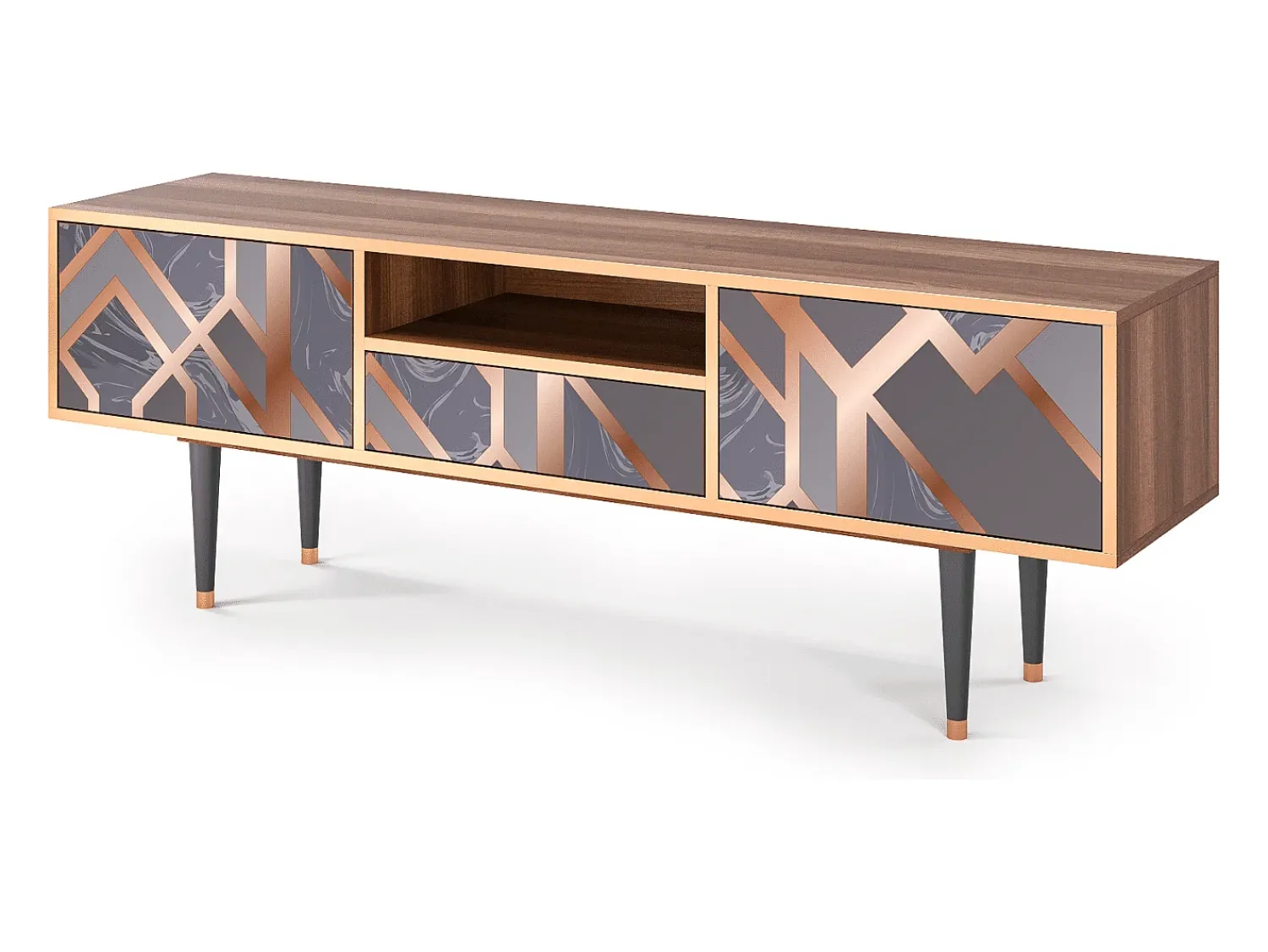 Móvel De Tv| Mueble de TV - 170х59х41 cm - T6 - Taupe Anatomy, Nogueira Castanho