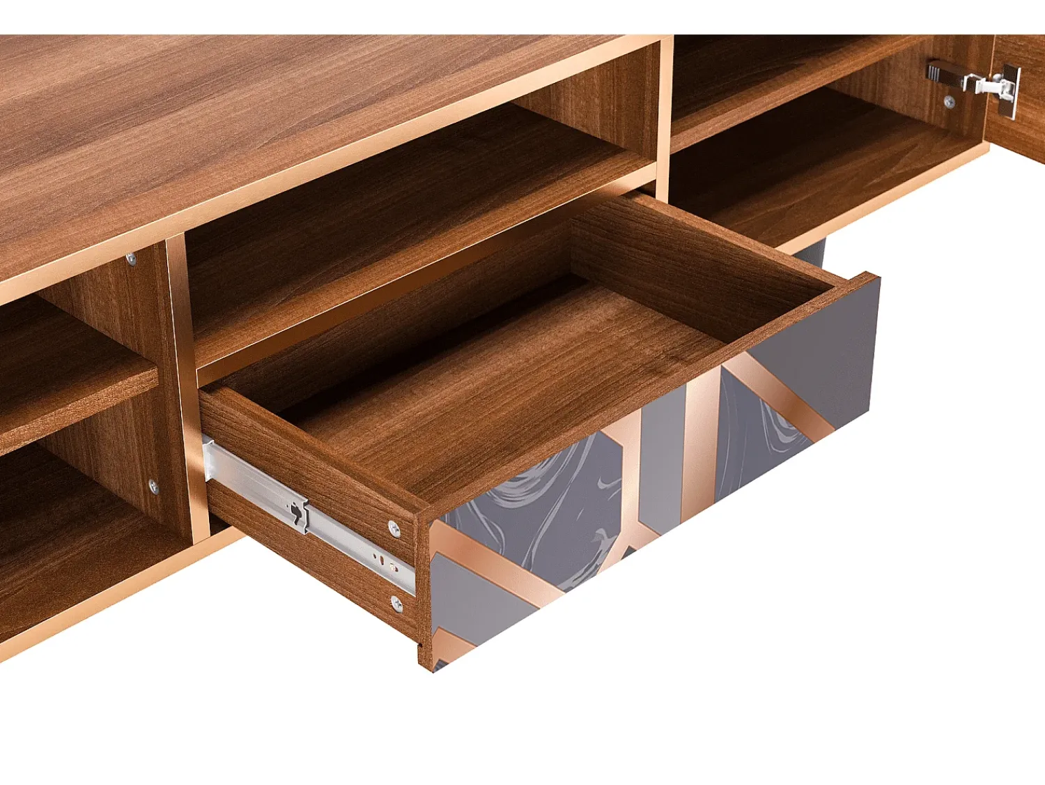 Móvel De Tv| Mueble de TV - 170х59х41 cm - T6 - Taupe Anatomy, Nogueira Castanho