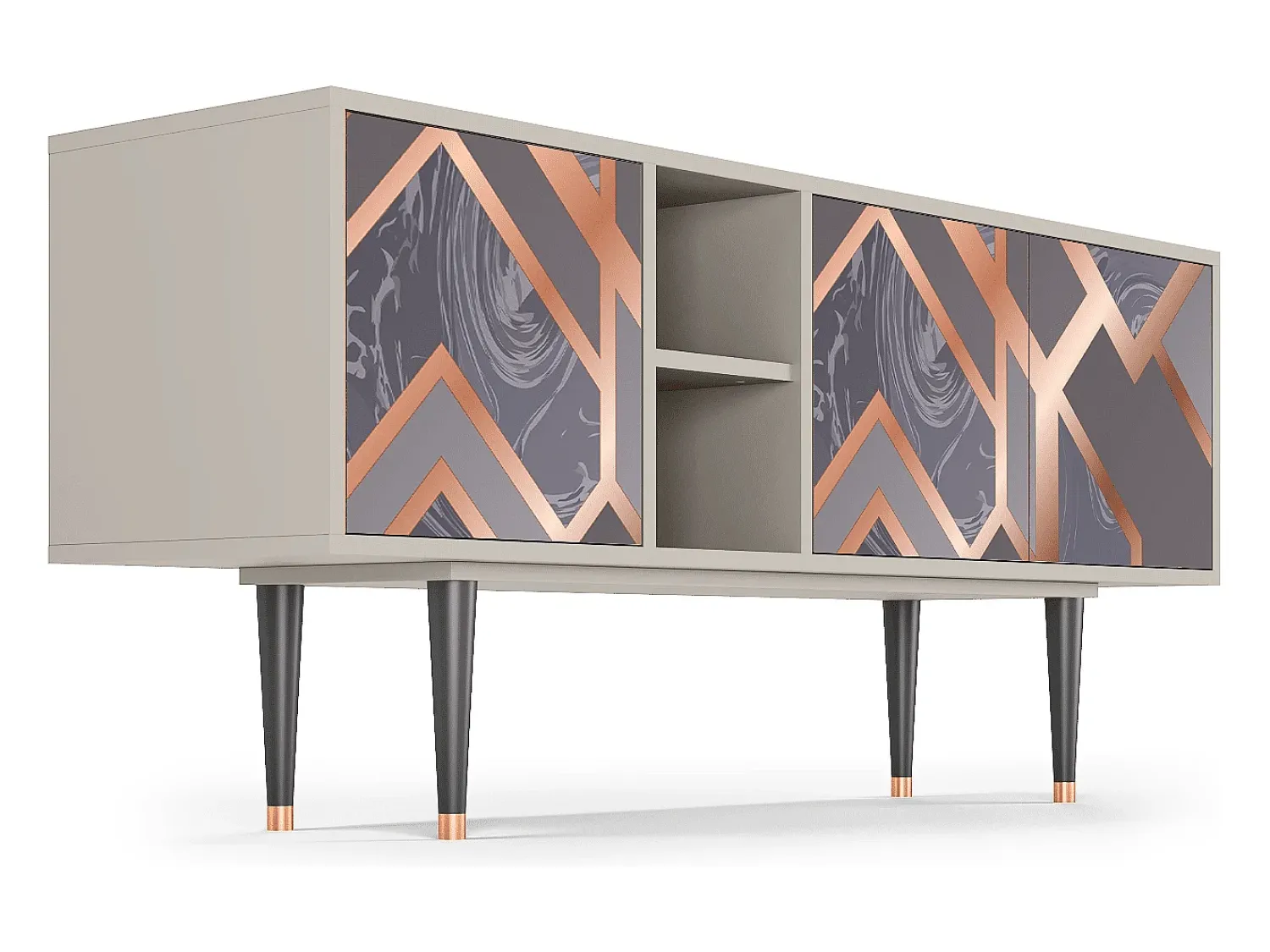 Móvel De Tv| Mueble de TV - 150х69х41 cm - T5 - Taupe Anatomy, Areia Bege