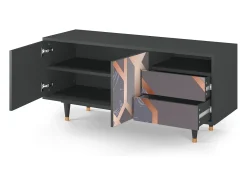 New Mueble de TV - 125х56х41 cm - T7 - Taupe Anatomy, Antracite Cinza antracite
