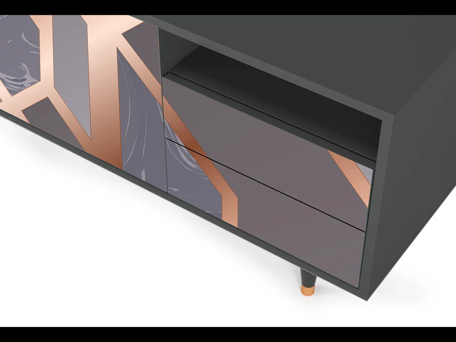 New Mueble de TV - 125х56х41 cm - T7 - Taupe Anatomy, Antracite Cinza antracite