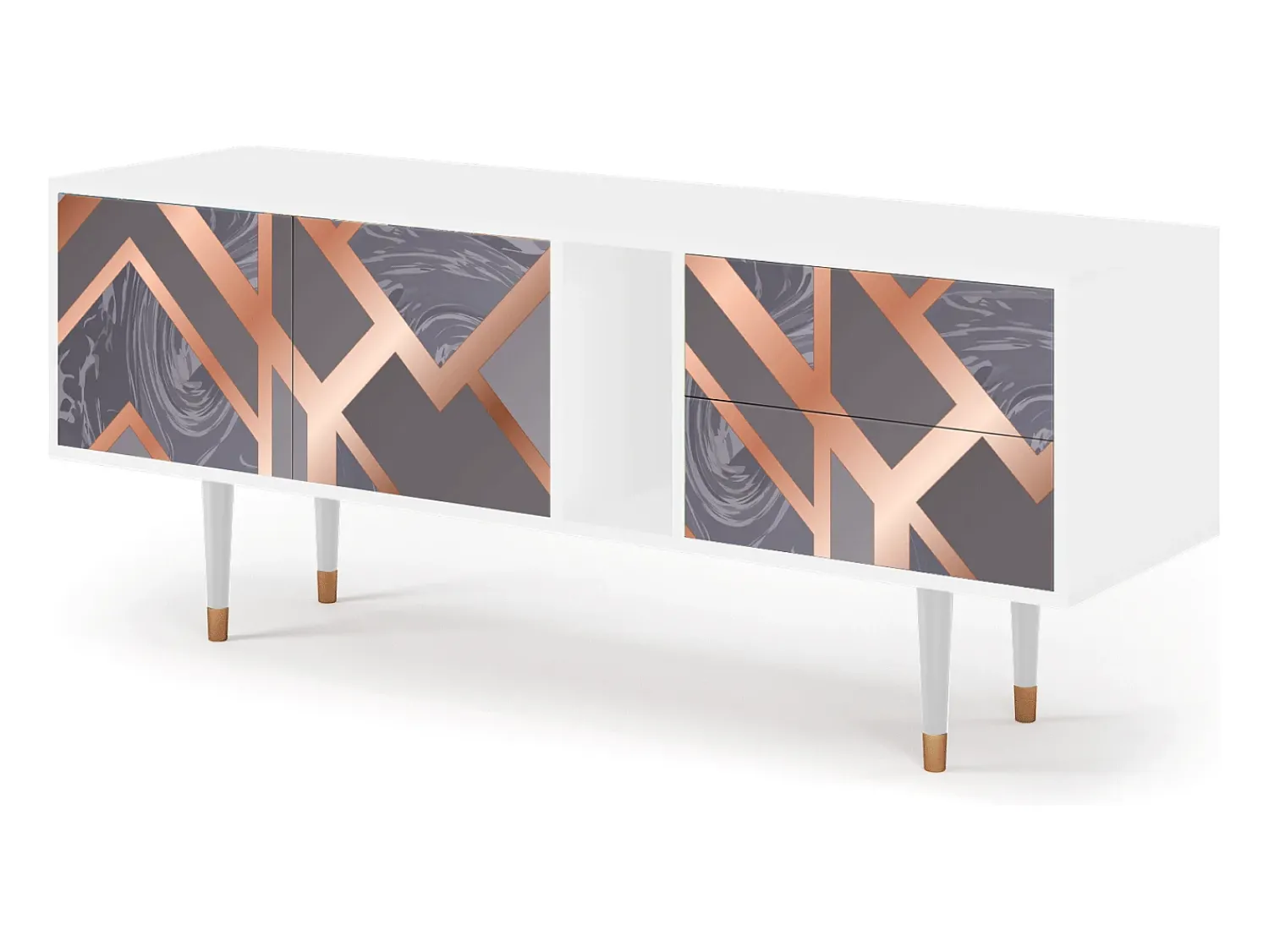 Móvel De Tv| Mueble de TV - 170х69х48 cm - T1 - Taupe Anatomy, Branco Bege