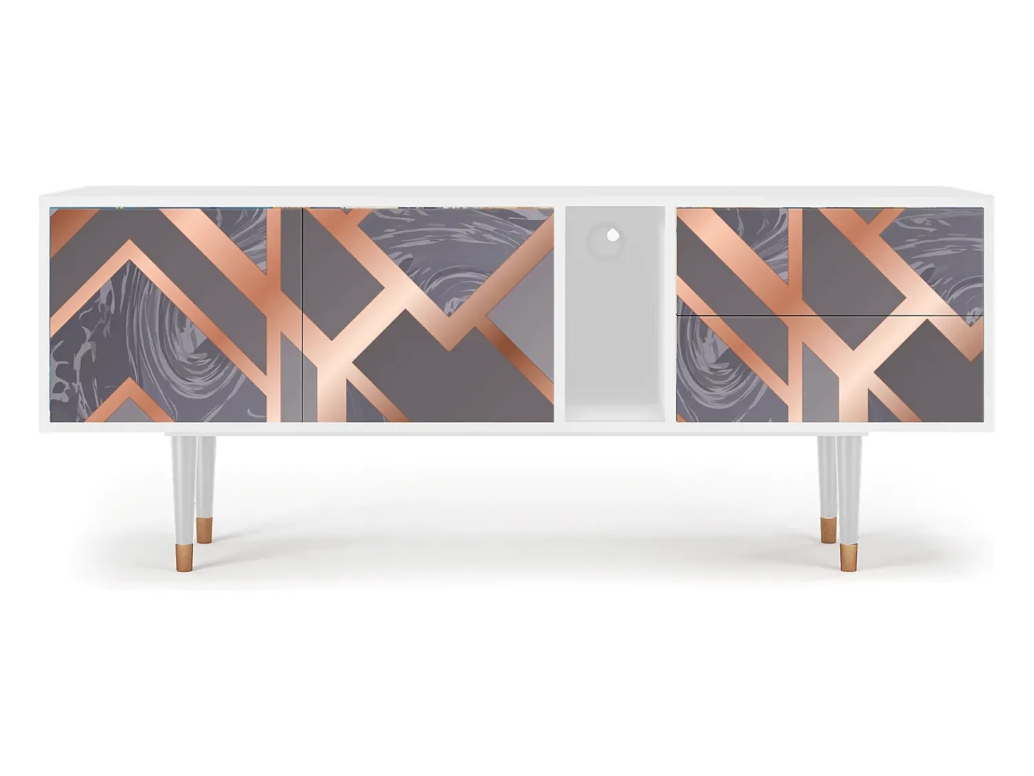 Móvel De Tv| Mueble de TV - 170х69х48 cm - T1 - Taupe Anatomy, Branco Bege