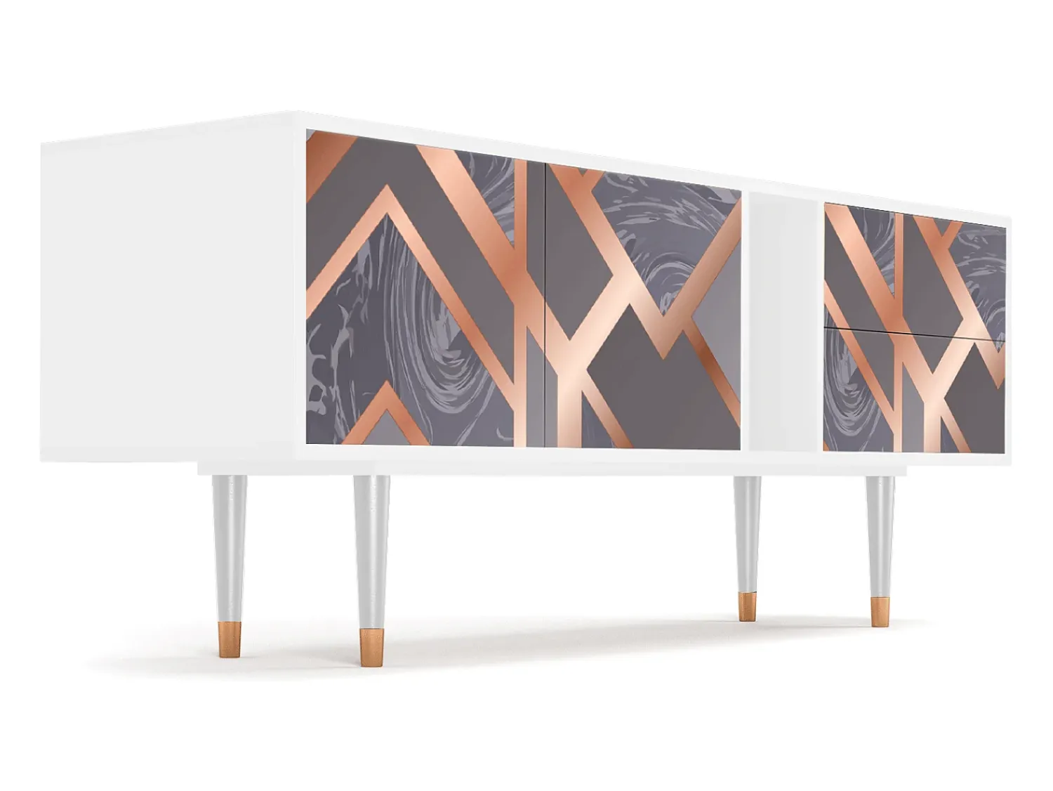 Móvel De Tv| Mueble de TV - 170х69х48 cm - T1 - Taupe Anatomy, Branco Bege