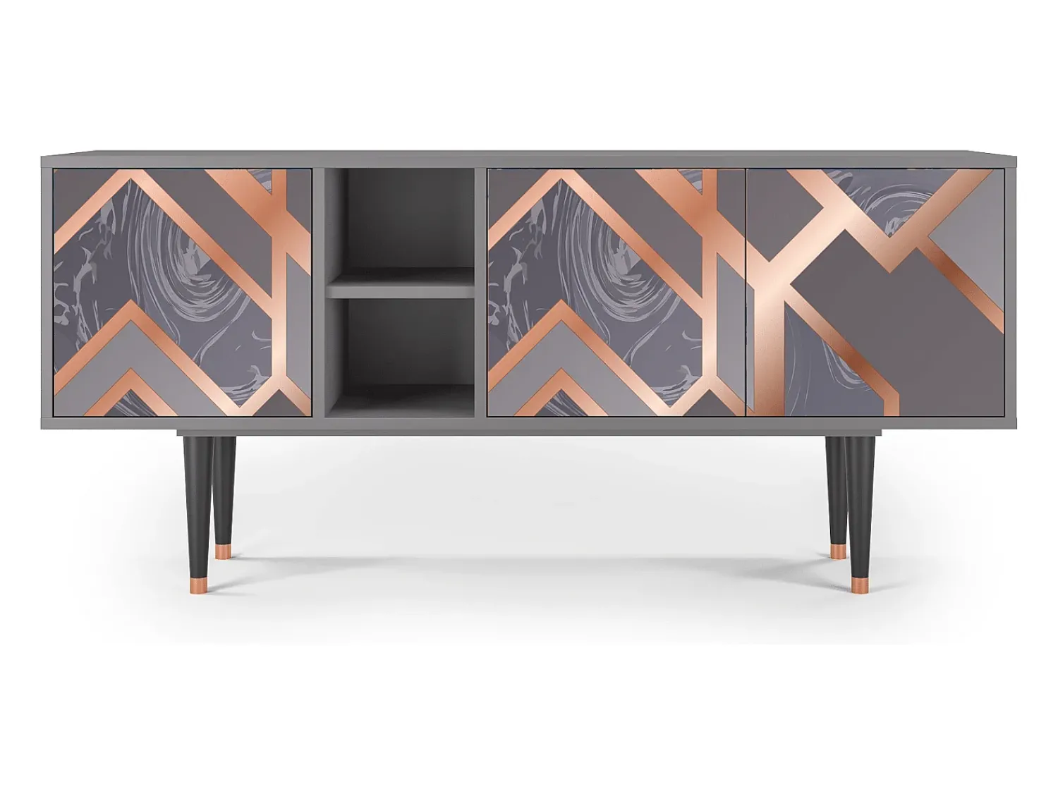 Móvel De Tv| Mueble de TV - 150х69х41 cm - T5 - Taupe Anatomy, Cinza Cinzento