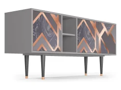 Móvel De Tv| Mueble de TV - 150х69х41 cm - T5 - Taupe Anatomy, Cinza Cinzento