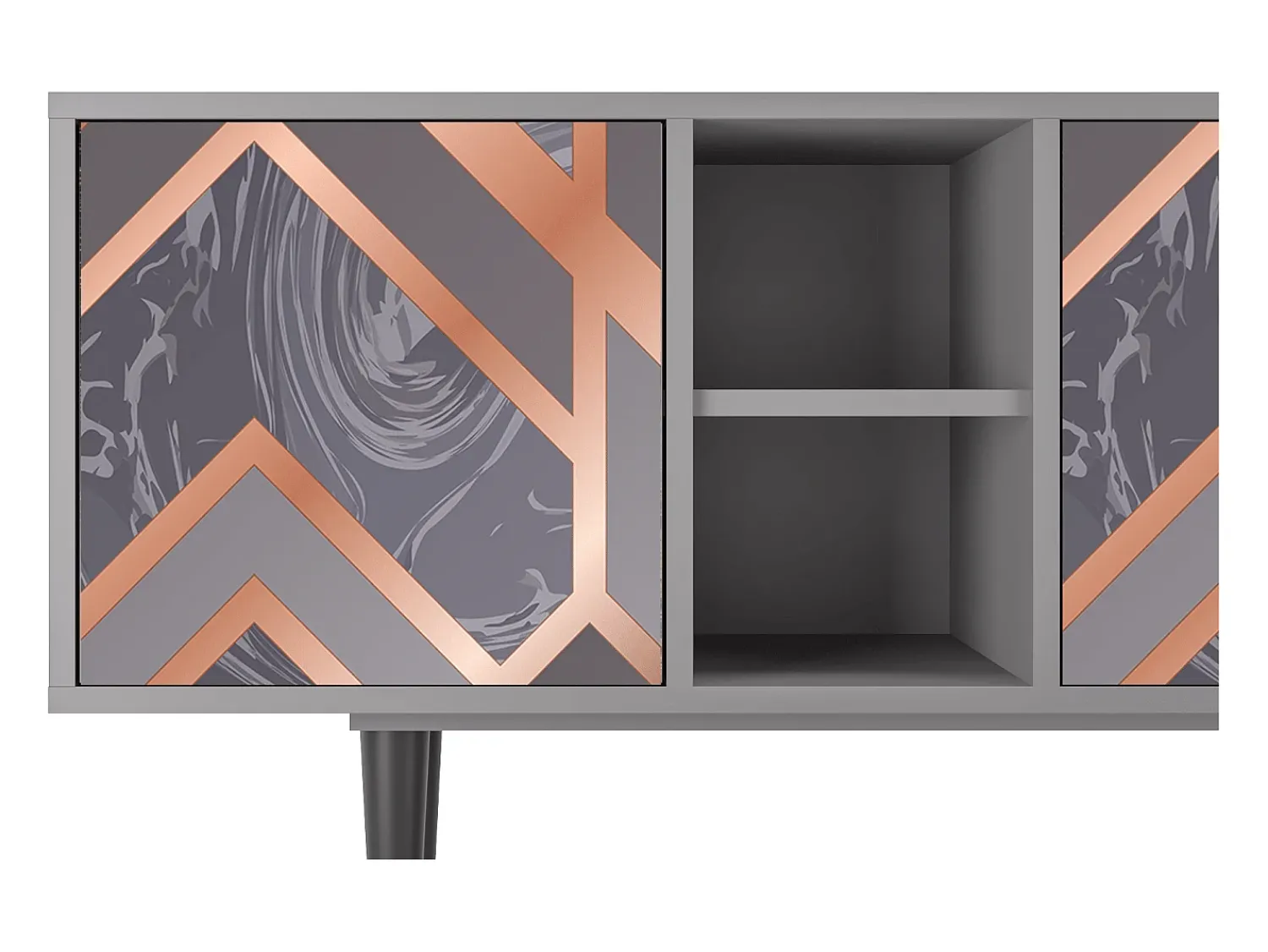 Móvel De Tv| Mueble de TV - 150х69х41 cm - T5 - Taupe Anatomy, Cinza Cinzento