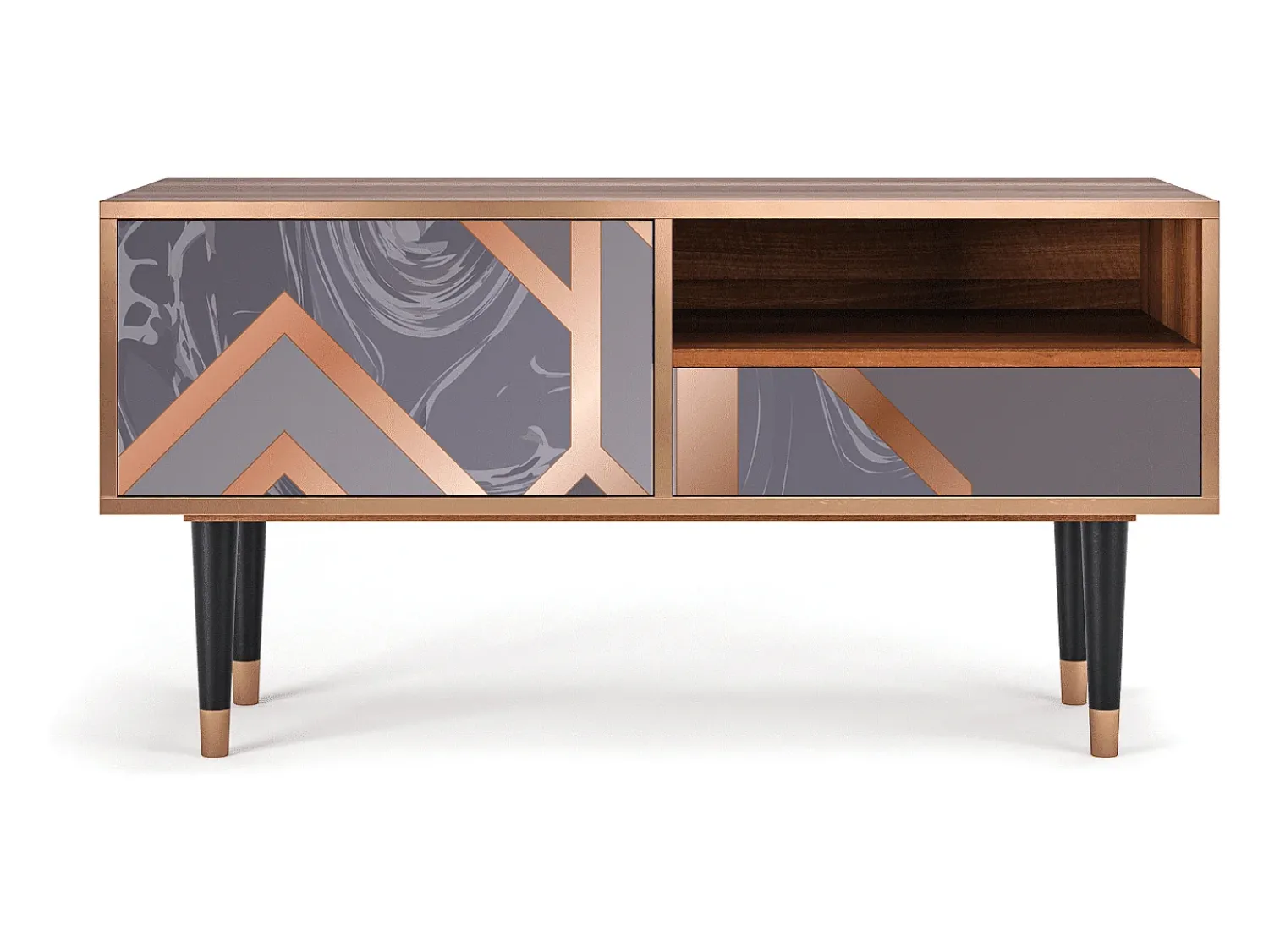 Móvel De Tv| Mueble de TV - 115х59х48 cm - T3 - Taupe Anatomy, Nogueira Castanho