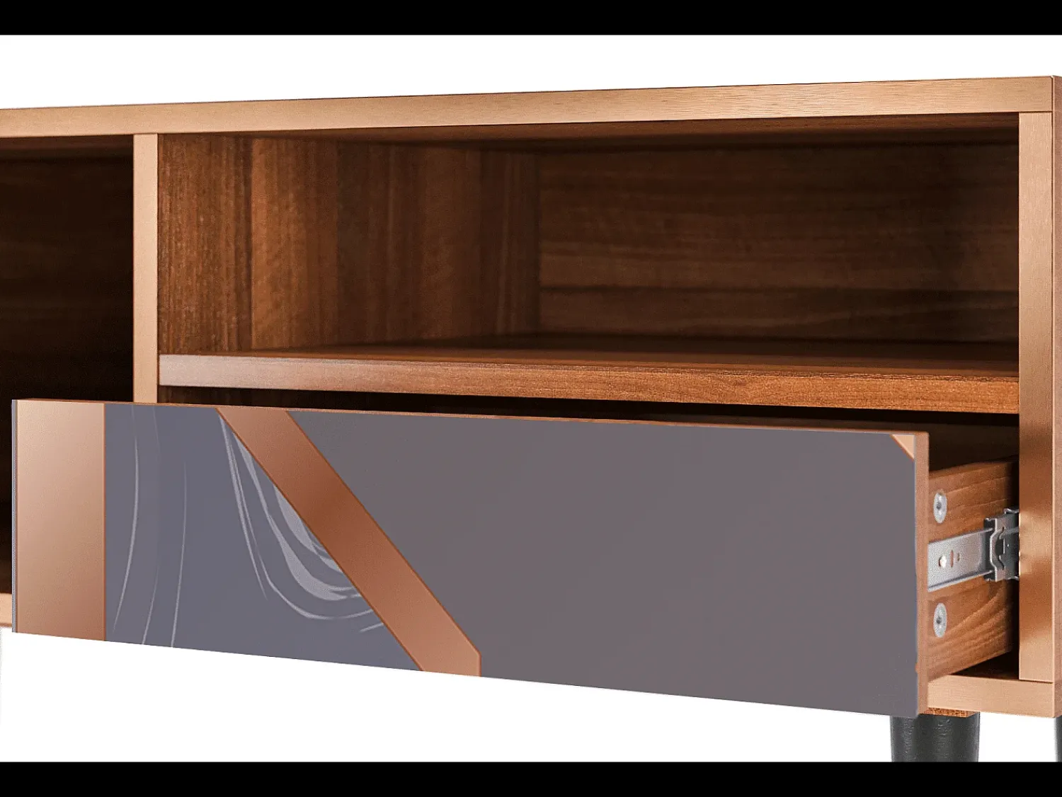 Móvel De Tv| Mueble de TV - 115х59х48 cm - T3 - Taupe Anatomy, Nogueira Castanho