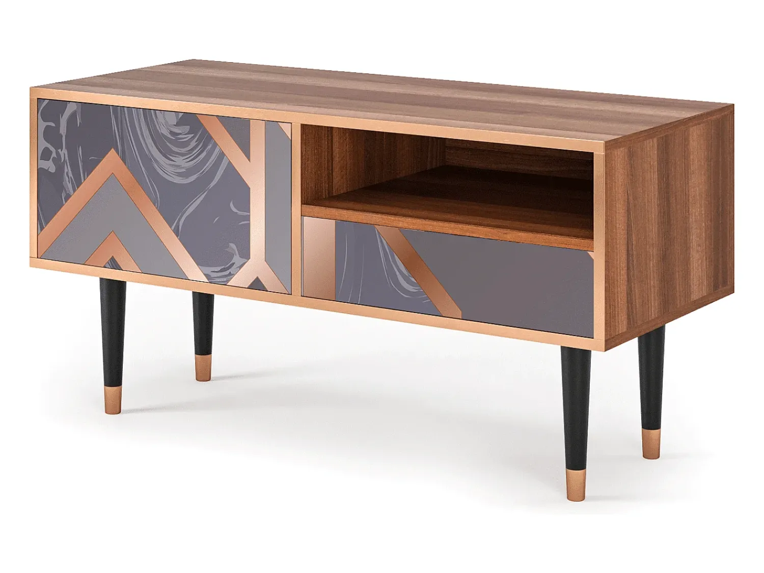 Móvel De Tv| Mueble de TV - 115х59х48 cm - T3 - Taupe Anatomy, Nogueira Castanho