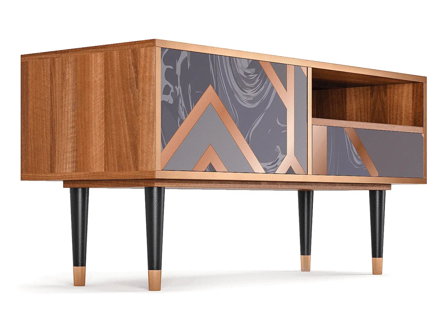 Móvel De Tv| Mueble de TV - 115х59х48 cm - T3 - Taupe Anatomy, Nogueira Castanho