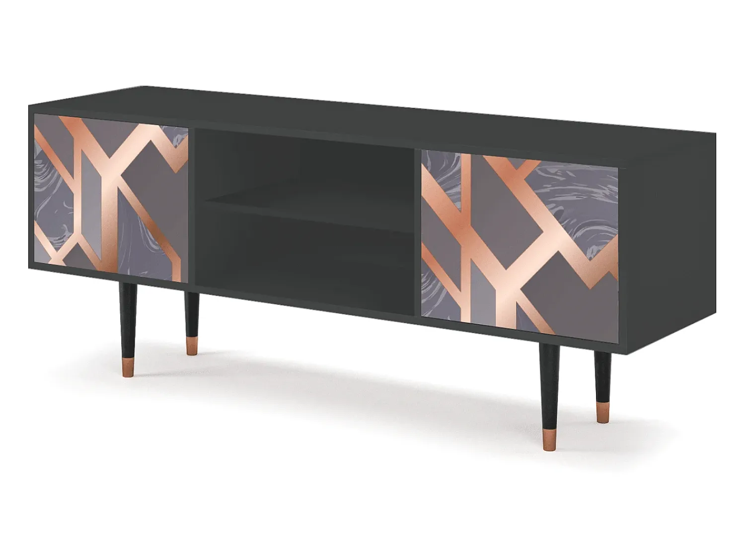 Móvel De Tv* Mueble de TV - 170х69х48 cm - T2 - Taupe Anatomy, Antracite Cinza antracite