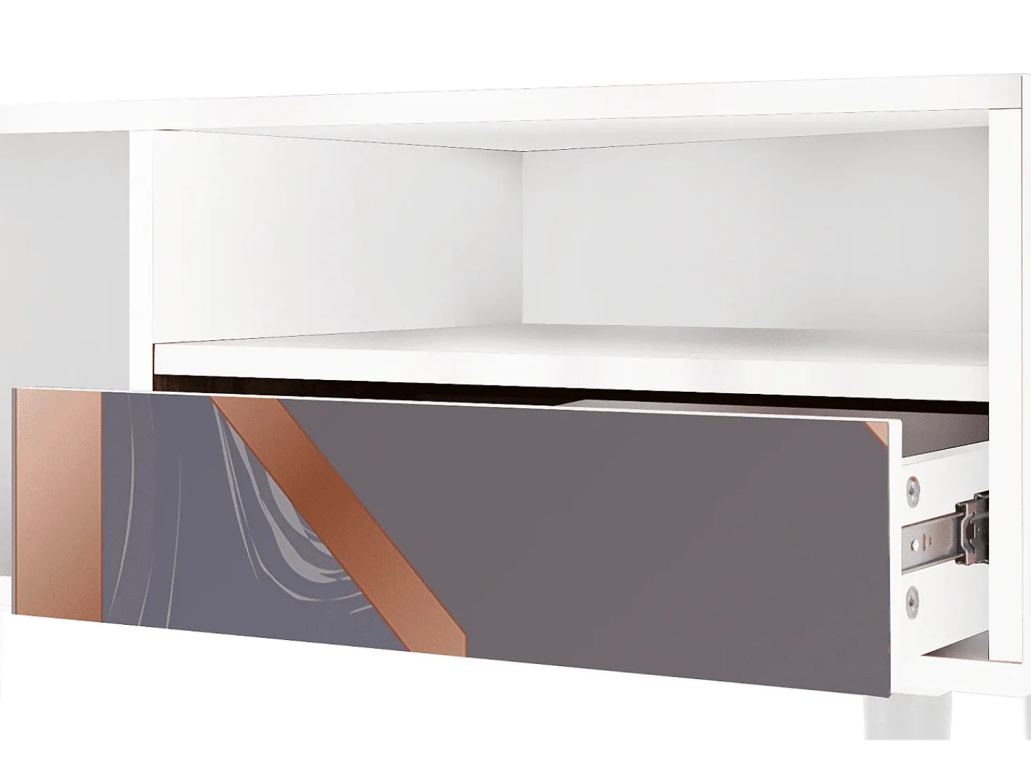 Móvel De Tv* Mueble de TV - 115х59х48 cm - T3 - Taupe Anatomy, Branco Bege