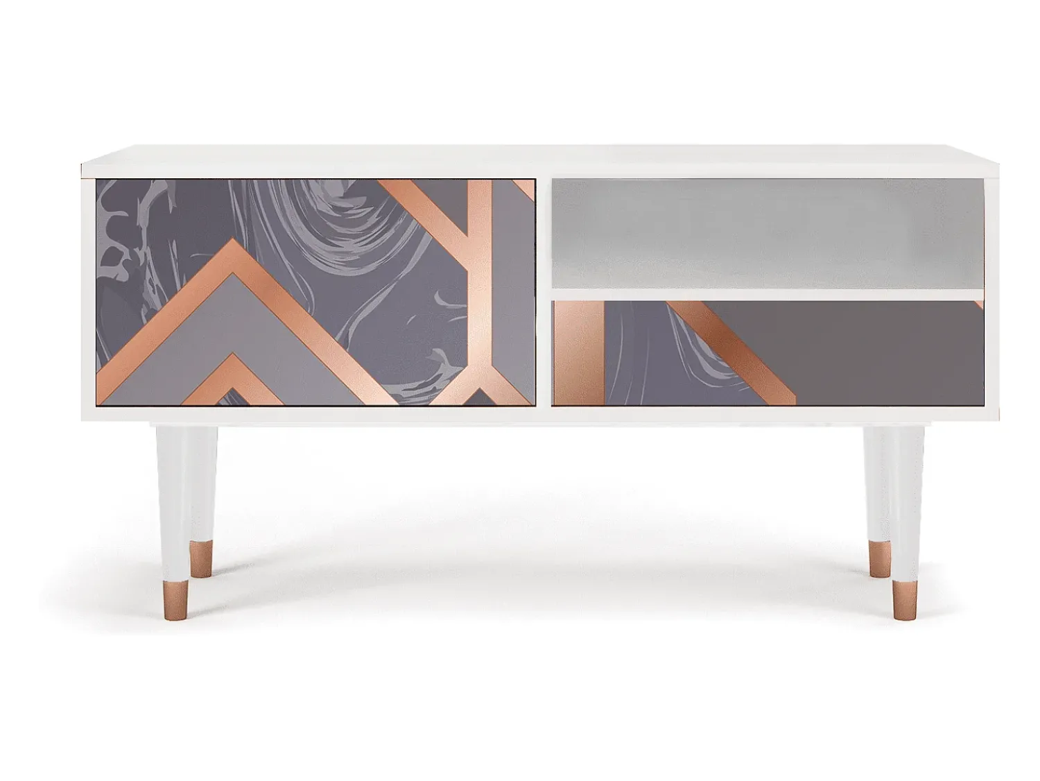 Móvel De Tv* Mueble de TV - 115х59х48 cm - T3 - Taupe Anatomy, Branco Bege