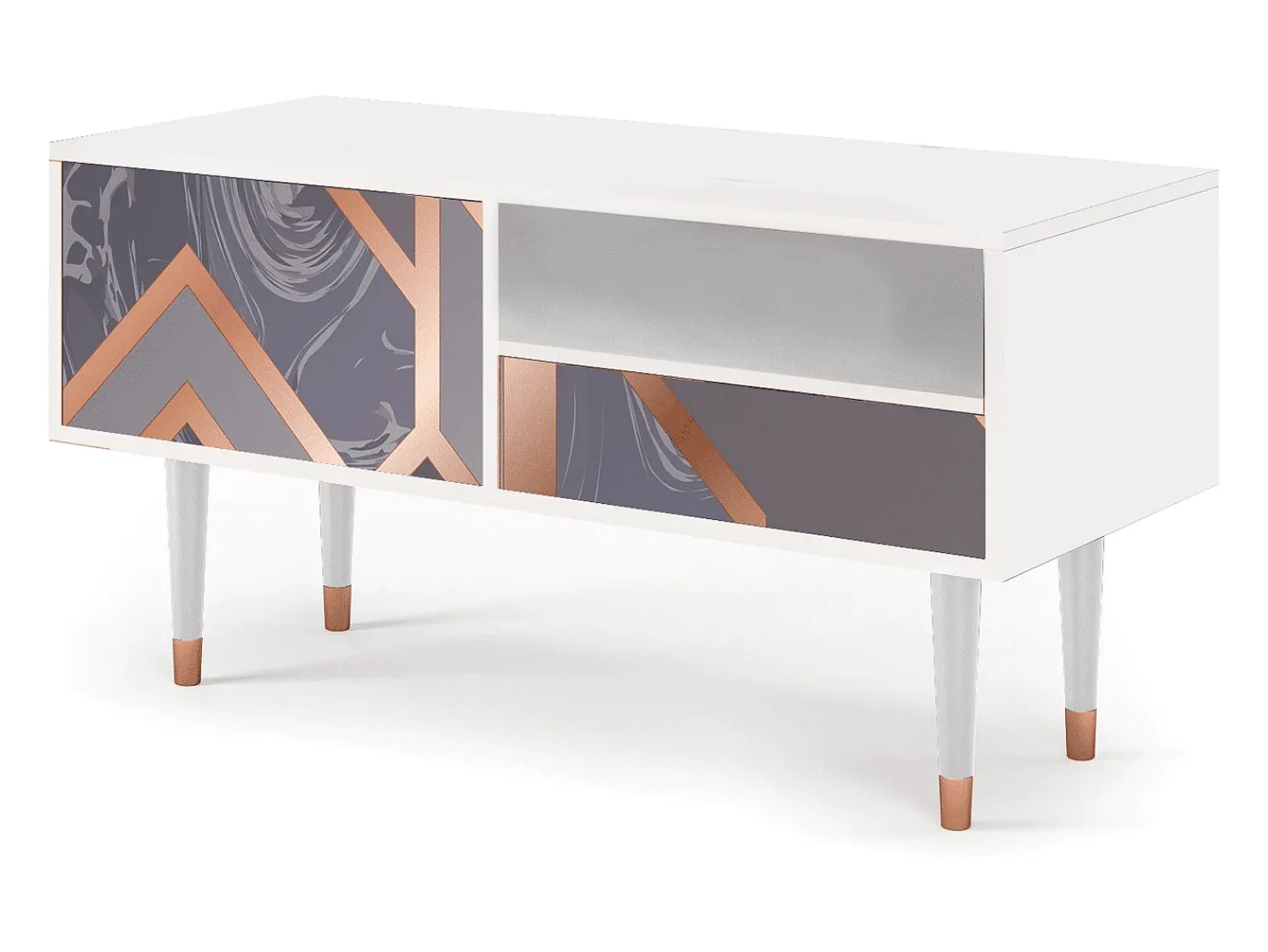 Móvel De Tv* Mueble de TV - 115х59х48 cm - T3 - Taupe Anatomy, Branco Bege