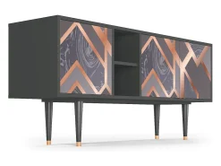 Móvel De Tv* Mueble de TV - 150х69х41 cm - T5 - Taupe Anatomy, Antracite Cinza antracite
