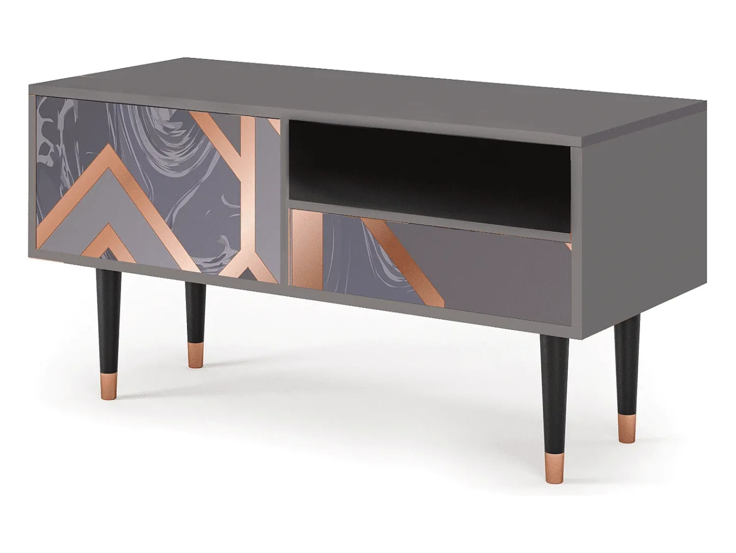 Best Mueble de TV - 115х59х48 cm - T3 - Taupe Anatomy, Cinza Cinzento