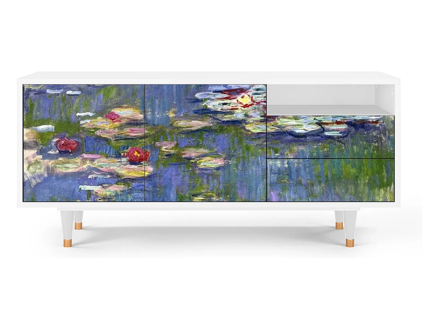 Móvel De Tv* Mueble de TV - 125х56х41 cm - T7 - The water lily pond , Branco Bege