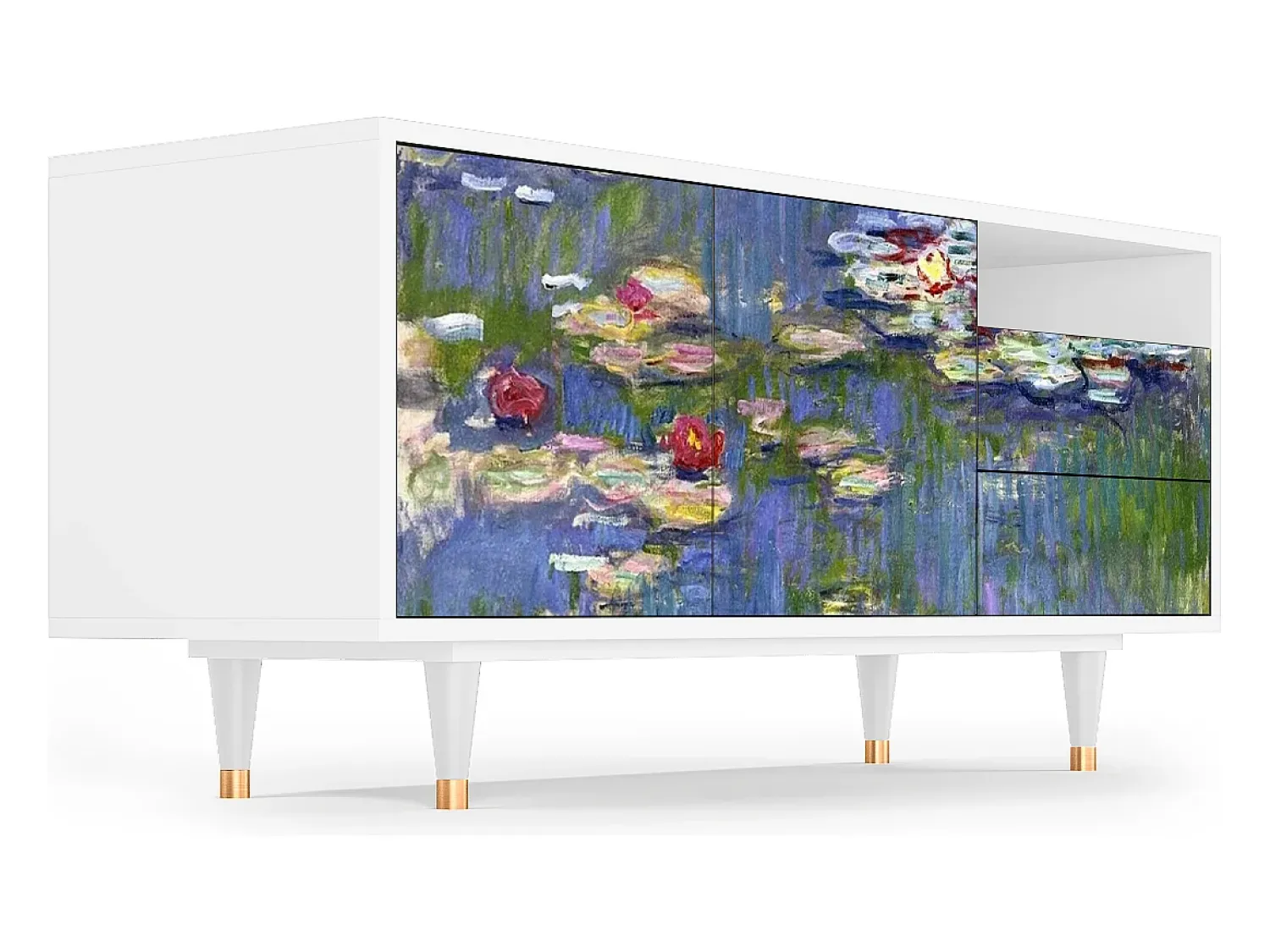 Móvel De Tv* Mueble de TV - 125х56х41 cm - T7 - The water lily pond , Branco Bege