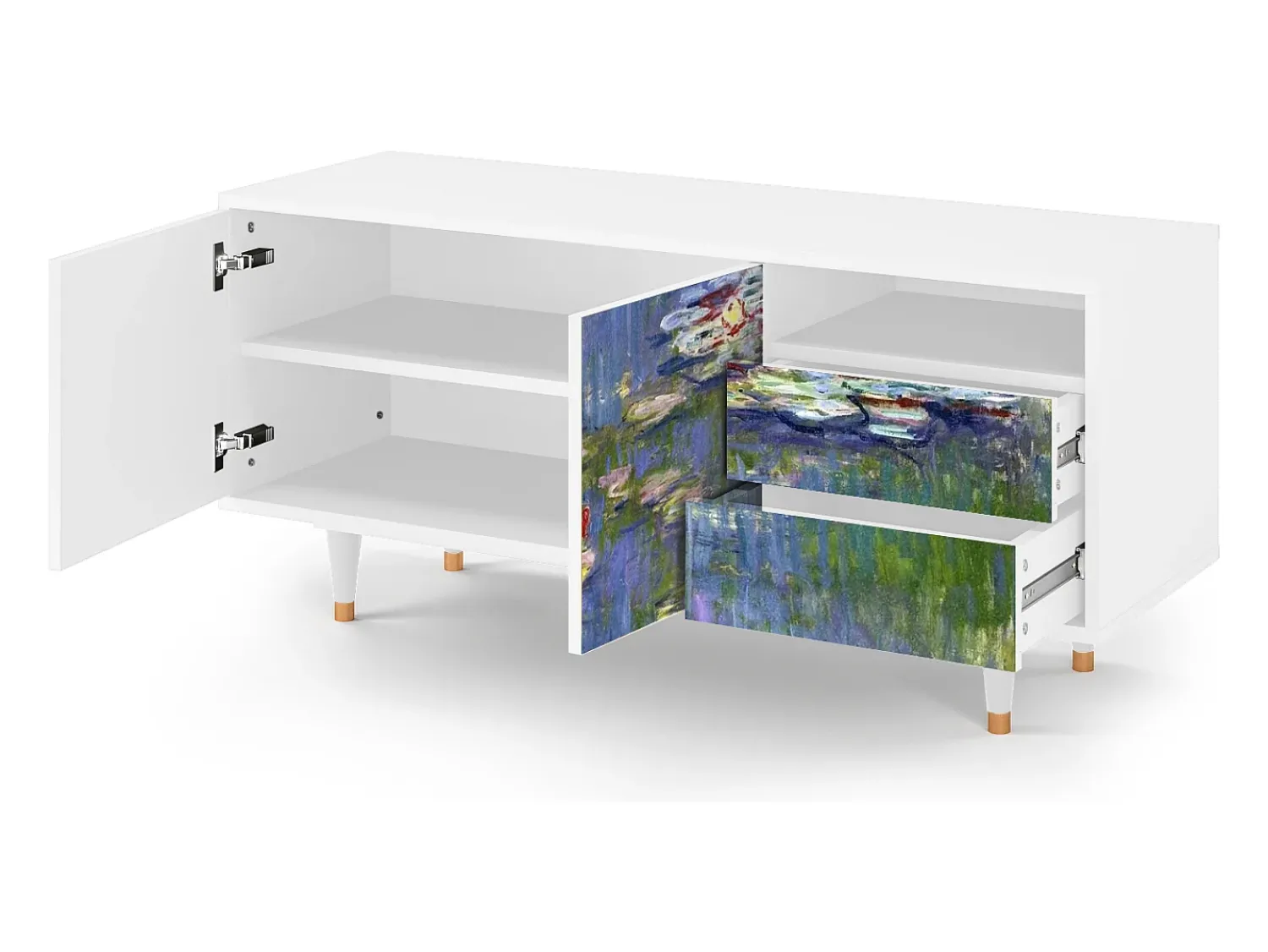 Móvel De Tv* Mueble de TV - 125х56х41 cm - T7 - The water lily pond , Branco Bege