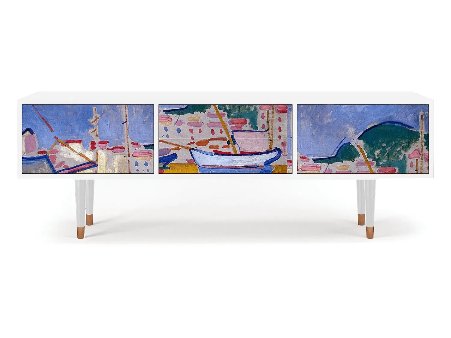 Discount Mueble de TV - 170х59х48 cm - T4 - The Port of Collioure , Branco Bege