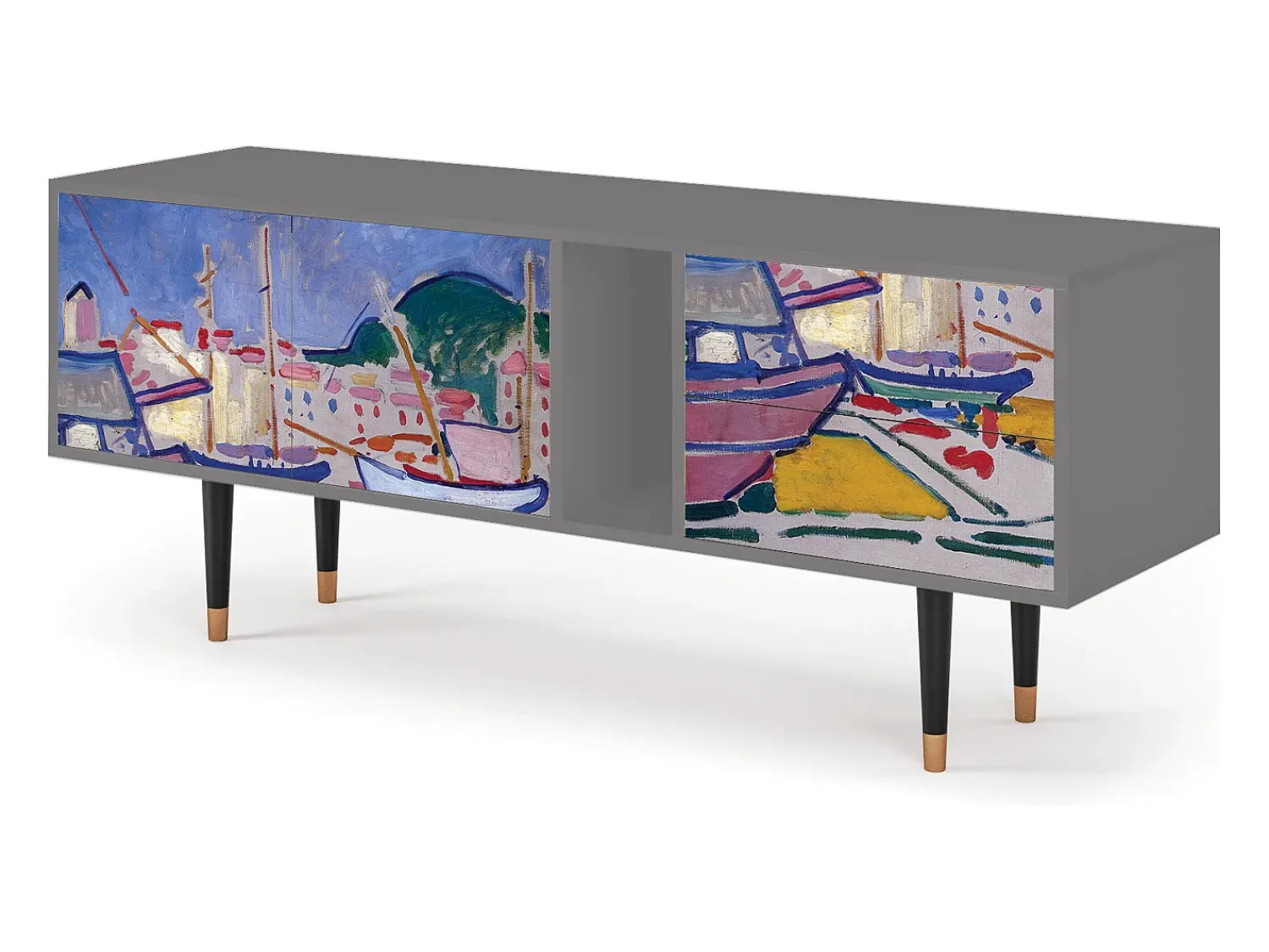 Mueble de TV - 170х69х48 cm - T1 - The Port of Collioure , Cinza^ Móvel De Tv