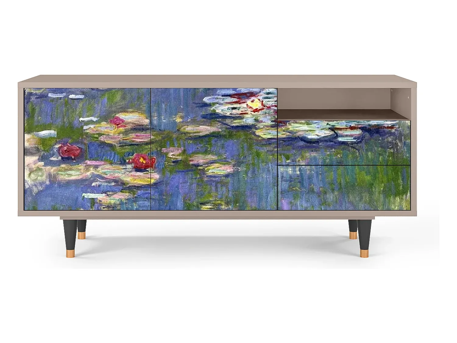 New Mueble de TV - 125х56х41 cm - T7 - The water lily pond , Latte Bege
