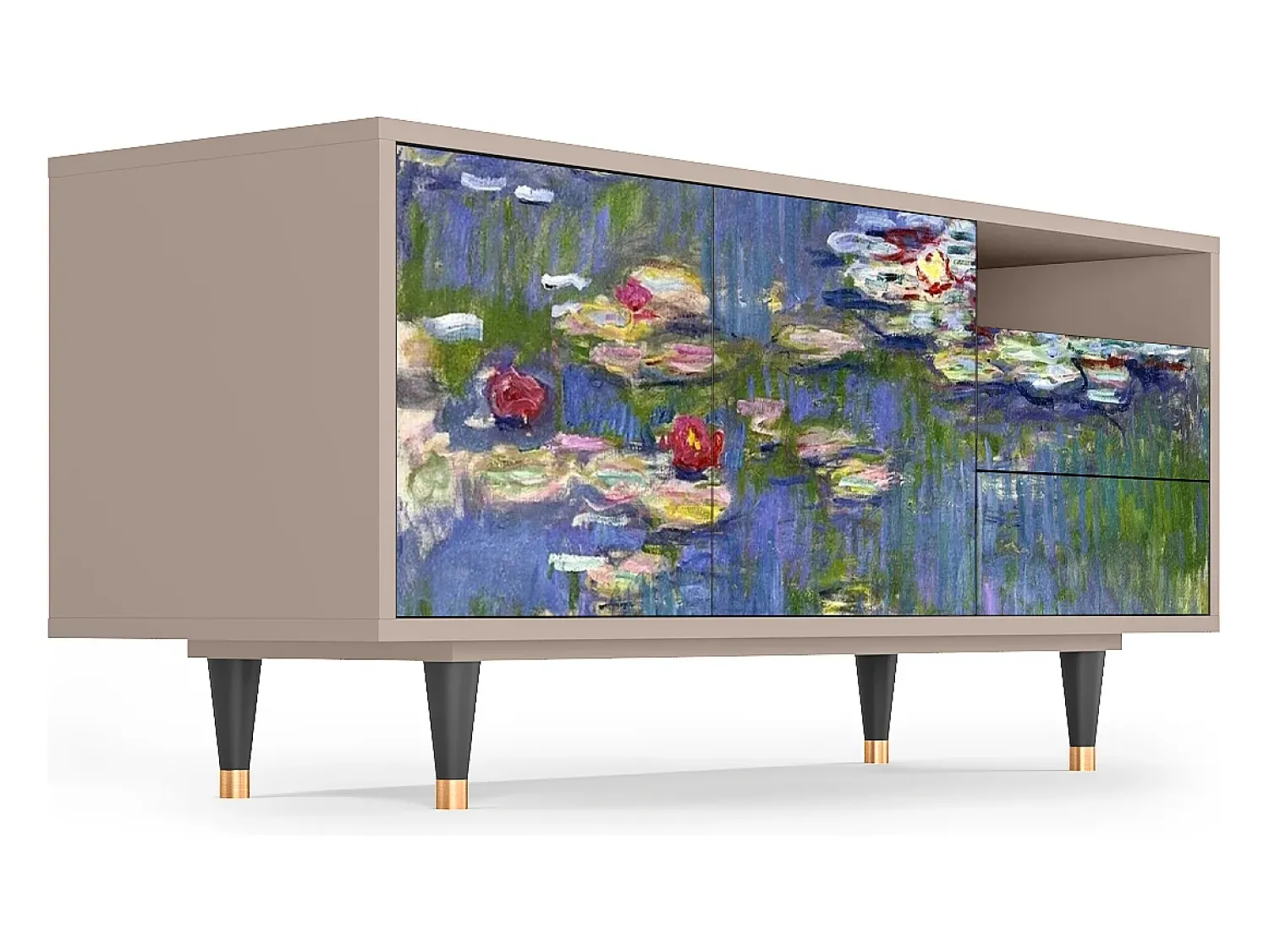 New Mueble de TV - 125х56х41 cm - T7 - The water lily pond , Latte Bege