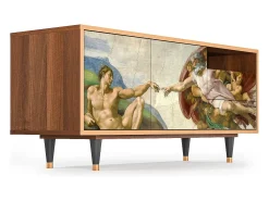 Móvel De Tv* Mueble de TV - 125х56х41 cm - T7 - The Creation of Adam, Nogueira Castanho