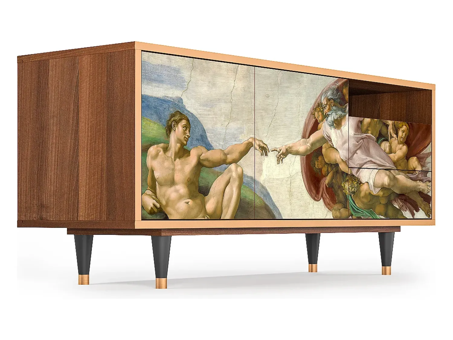 Móvel De Tv* Mueble de TV - 125х56х41 cm - T7 - The Creation of Adam, Nogueira Castanho