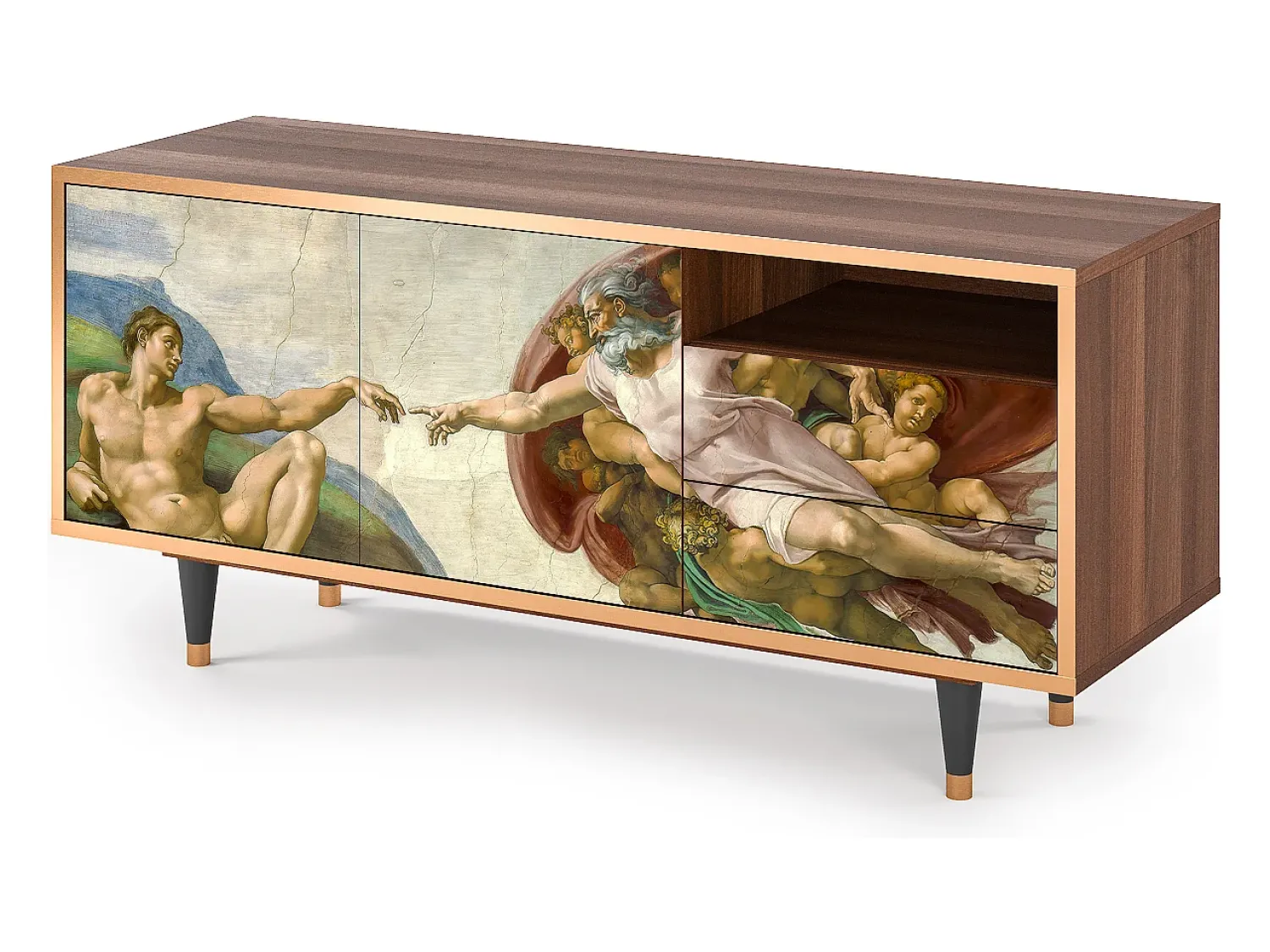 Móvel De Tv* Mueble de TV - 125х56х41 cm - T7 - The Creation of Adam, Nogueira Castanho