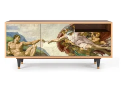 Móvel De Tv* Mueble de TV - 125х56х41 cm - T7 - The Creation of Adam, Nogueira Castanho