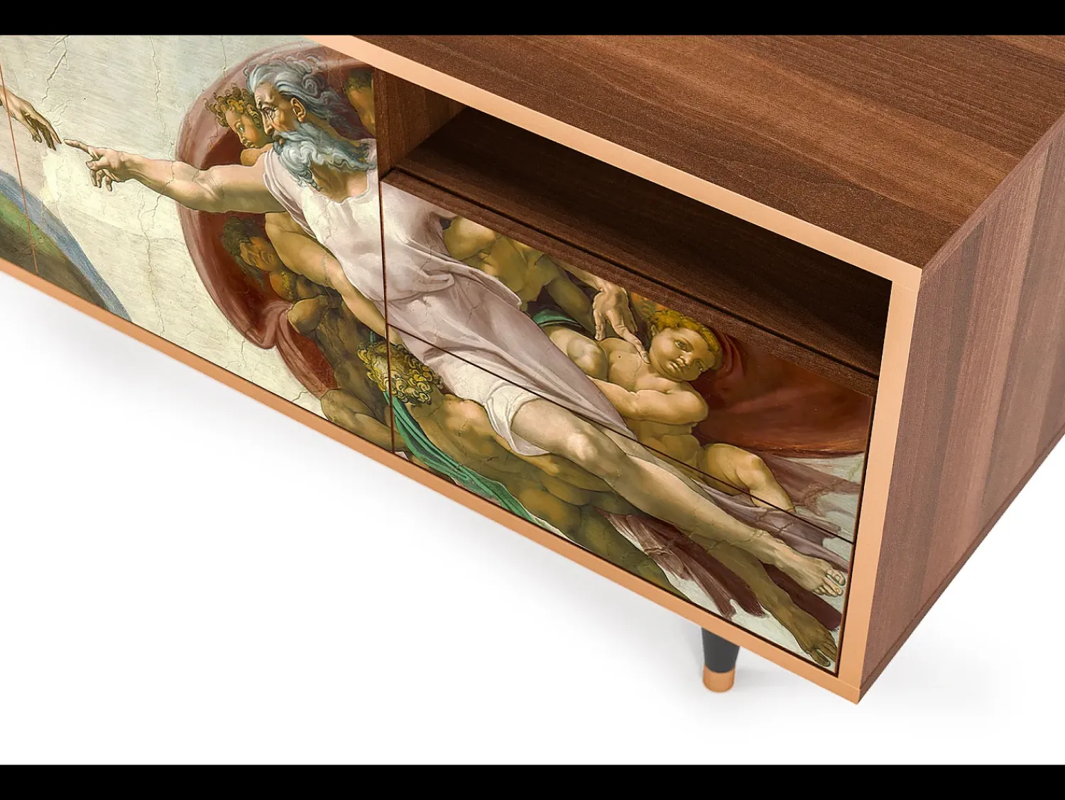 Móvel De Tv* Mueble de TV - 125х56х41 cm - T7 - The Creation of Adam, Nogueira Castanho