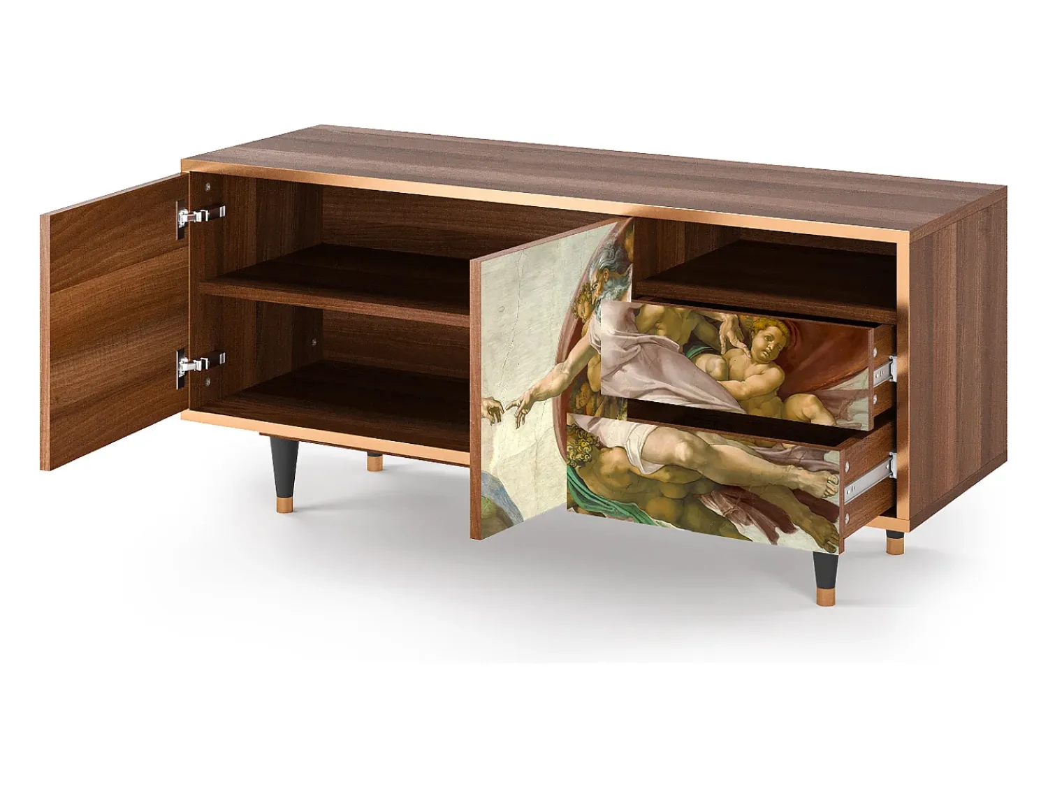 Móvel De Tv* Mueble de TV - 125х56х41 cm - T7 - The Creation of Adam, Nogueira Castanho