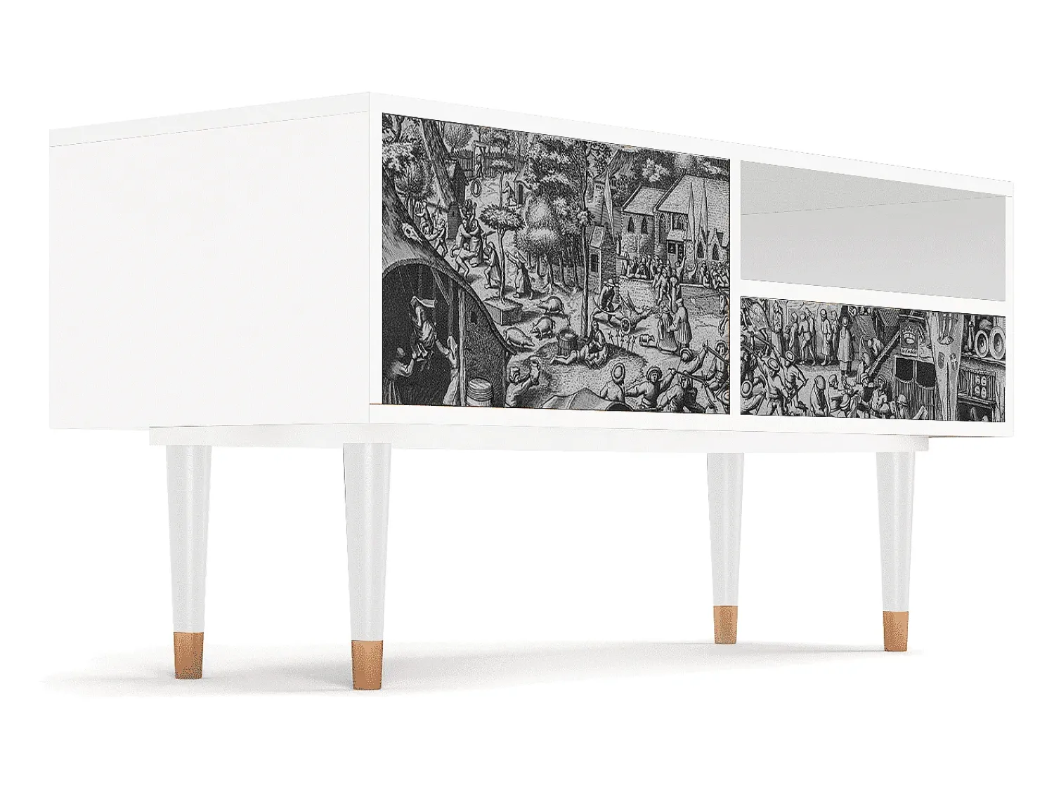 Outlet Mueble de TV - 115х59х48 cm - T3 - The Festival of Saint, Branco Bege