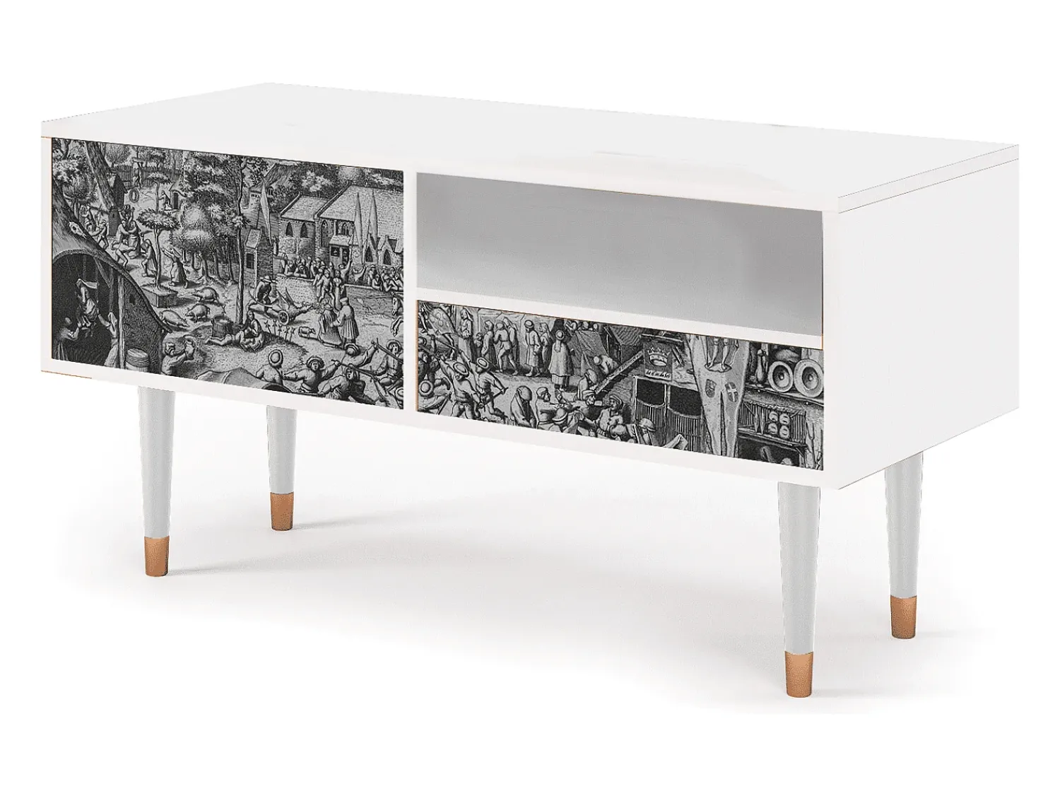 Outlet Mueble de TV - 115х59х48 cm - T3 - The Festival of Saint, Branco Bege