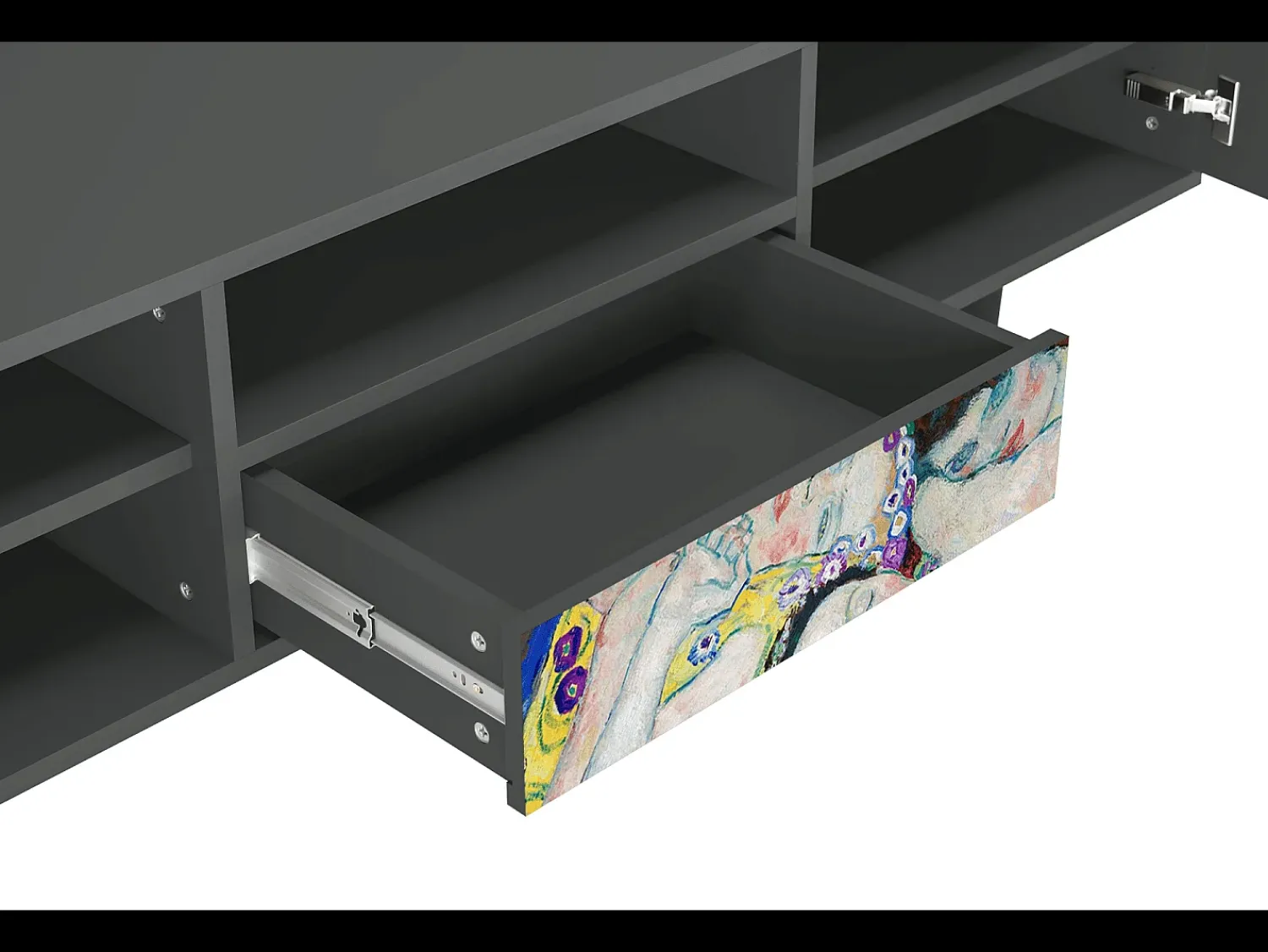 Outlet Mueble de TV - 170х59х41 cm - T6 - The Maiden by Klimt, Antracite Cinza antracite