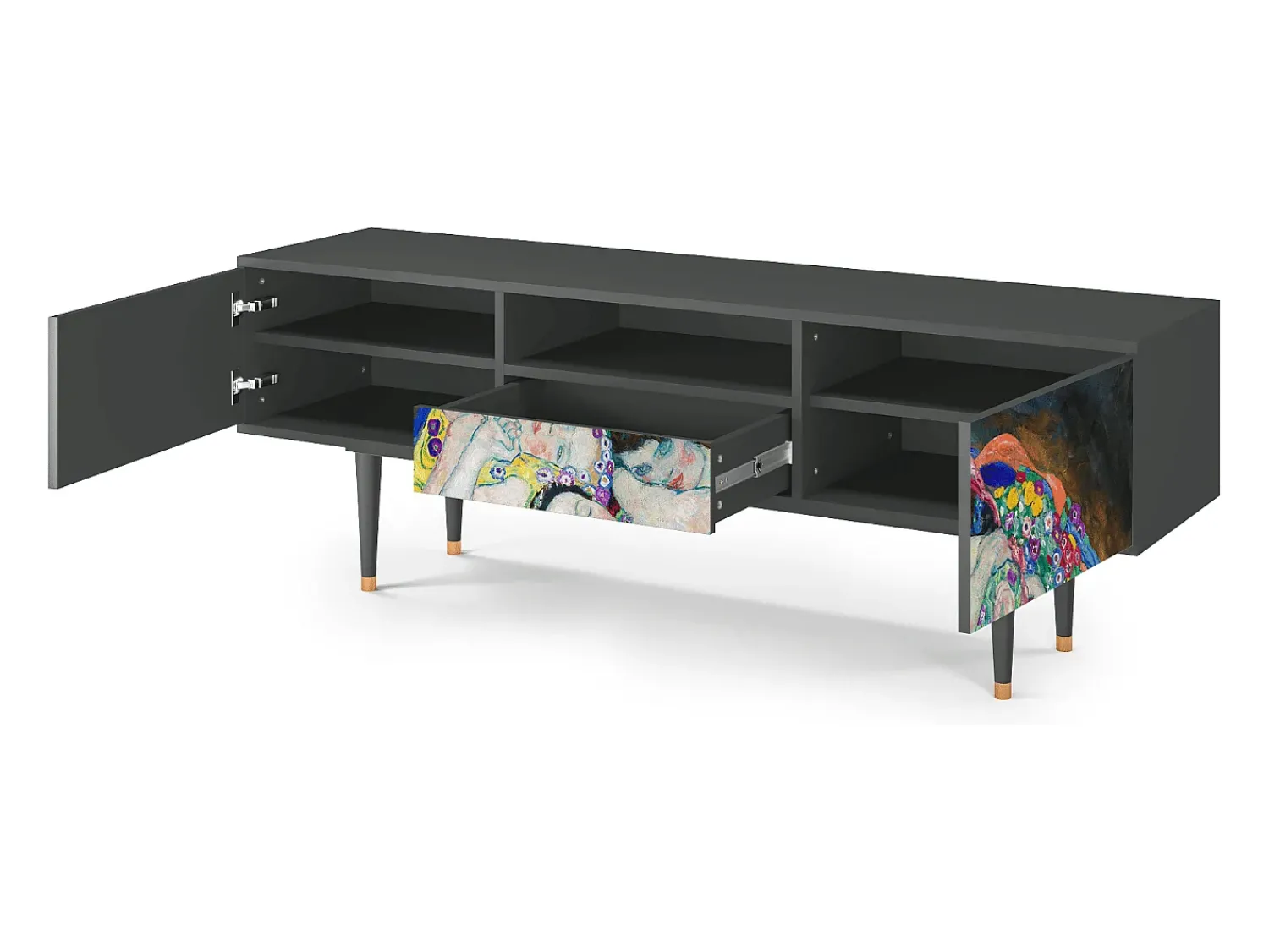 Outlet Mueble de TV - 170х59х41 cm - T6 - The Maiden by Klimt, Antracite Cinza antracite