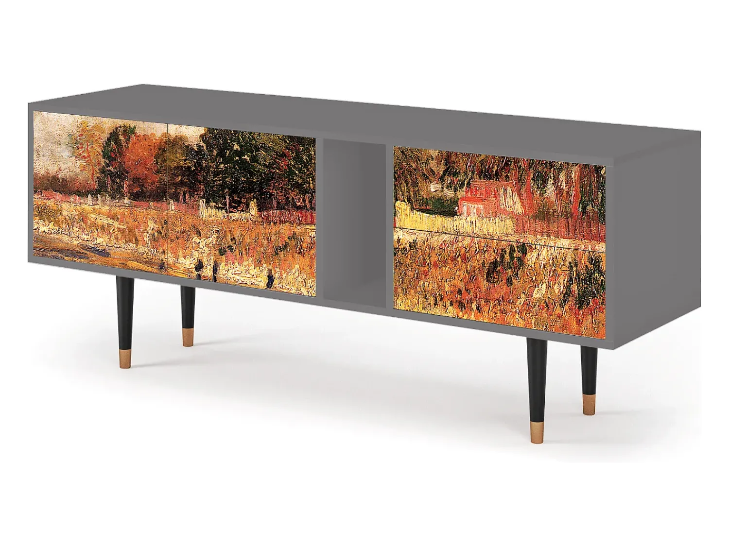 Móvel De Tv| Mueble de TV - 170х69х48 cm - T1 - The Banks, Cinza Cinzento