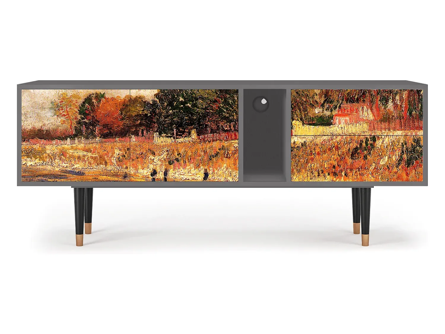 Móvel De Tv| Mueble de TV - 170х69х48 cm - T1 - The Banks, Cinza Cinzento