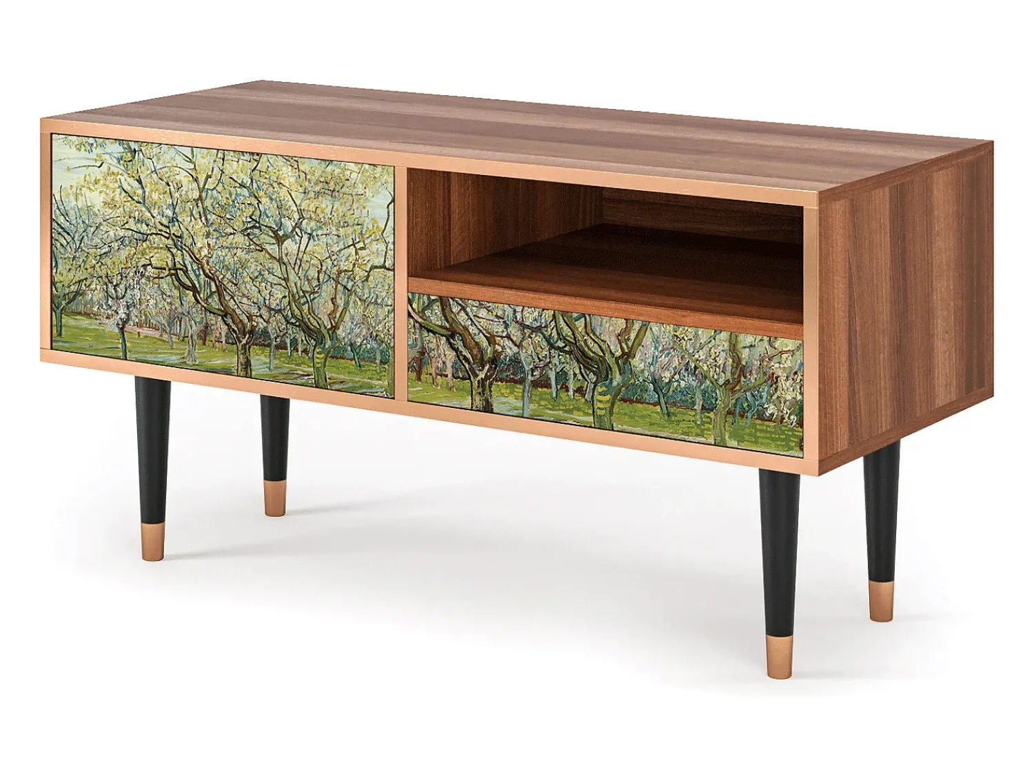 Mueble de TV - 115х59х48 cm - T3 - The Branco Orchard, Nogueira Castanho