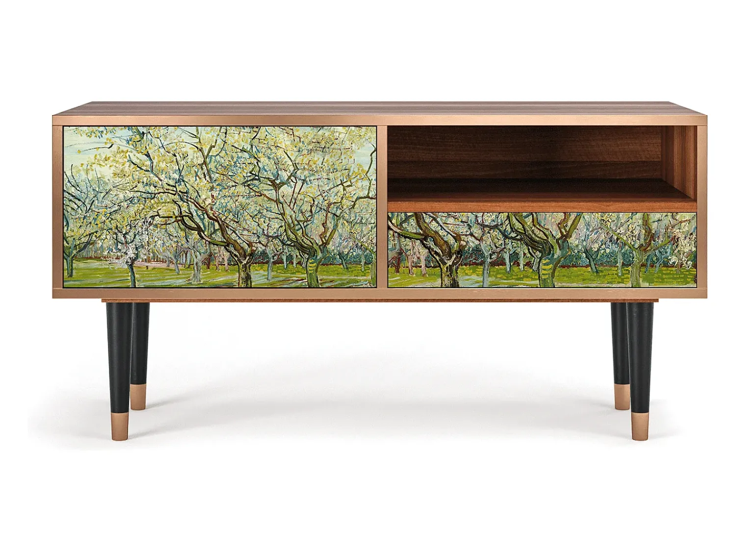 Mueble de TV - 115х59х48 cm - T3 - The Branco Orchard, Nogueira Castanho