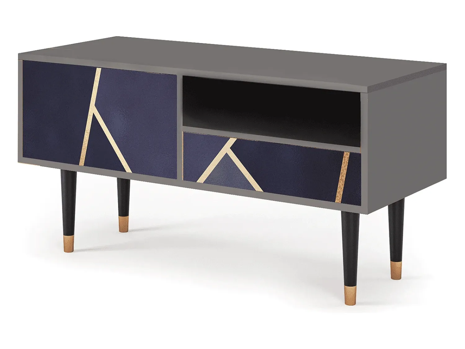 Móvel De Tv* Mueble de TV - 115х59х48 cm - T3 - The Amethyst, Cinza Cinzento