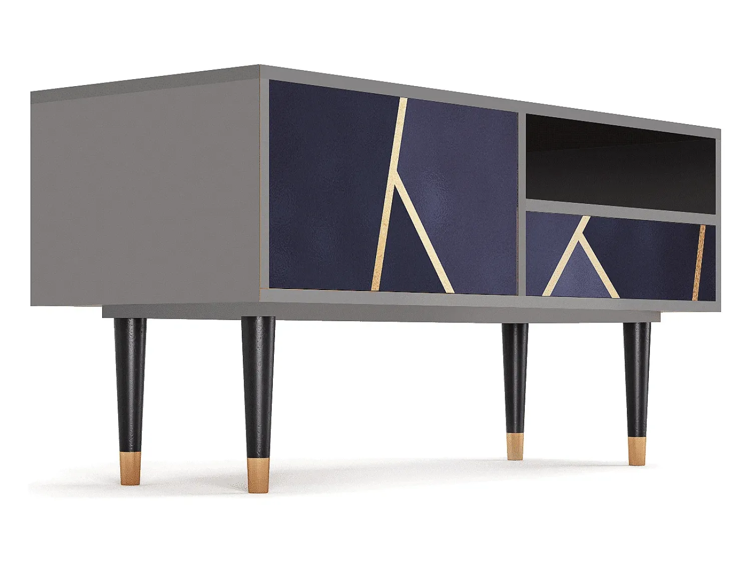 Móvel De Tv* Mueble de TV - 115х59х48 cm - T3 - The Amethyst, Cinza Cinzento