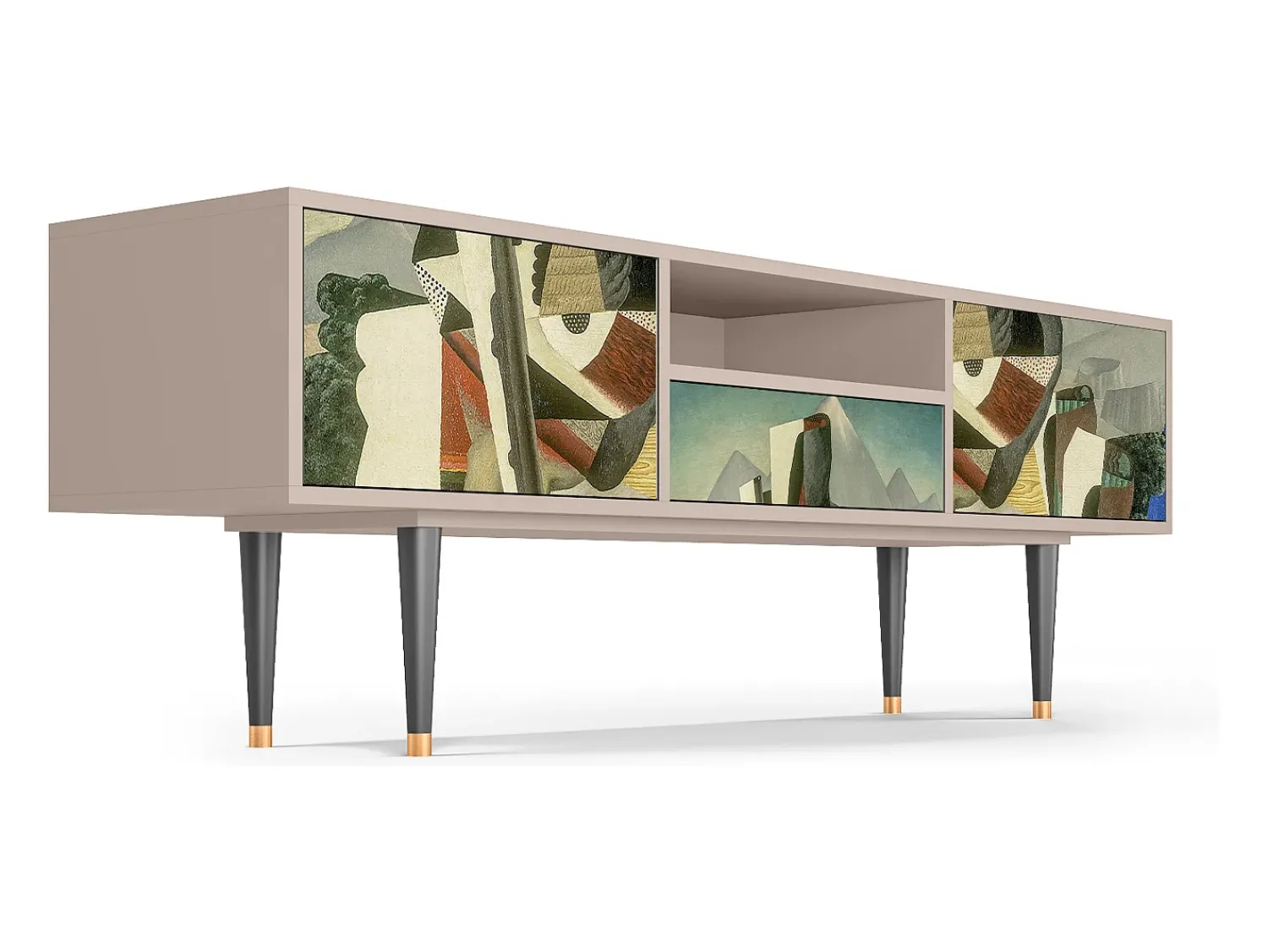Móvel De Tv| Mueble de TV - 170х59х41 cm - T6 - The Cubist Paintings , Latte Bege